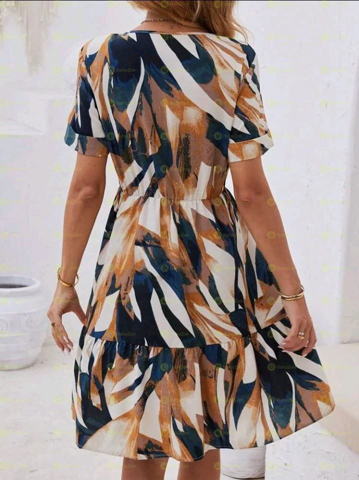 Allover Print Ruffle Hem Dress