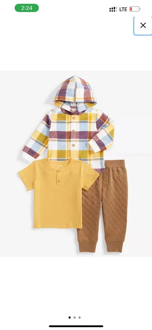 Baby Boys Hooded Fleece Jacket, T-Shirt & Pants