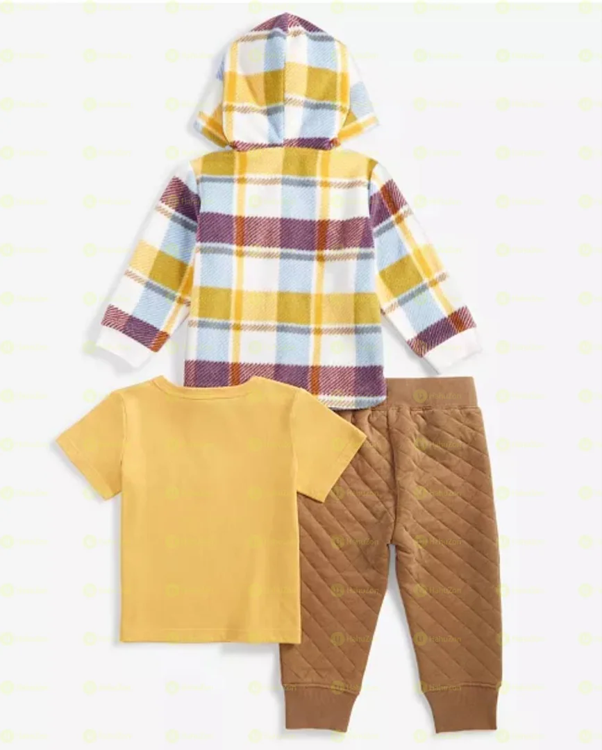 Baby Boys Hooded Fleece Jacket, T-Shirt & Pants