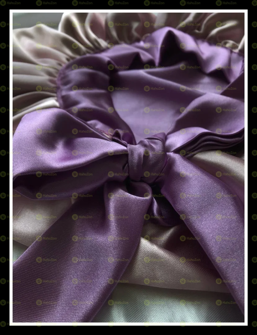 Purple with Peach Edge Tie Bonnet