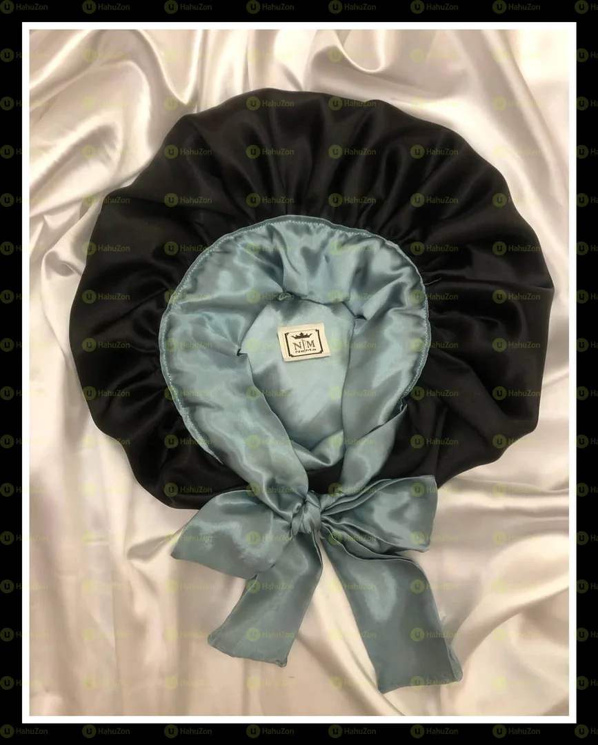 Bluish-Silver with Black Edge Tie bonnet