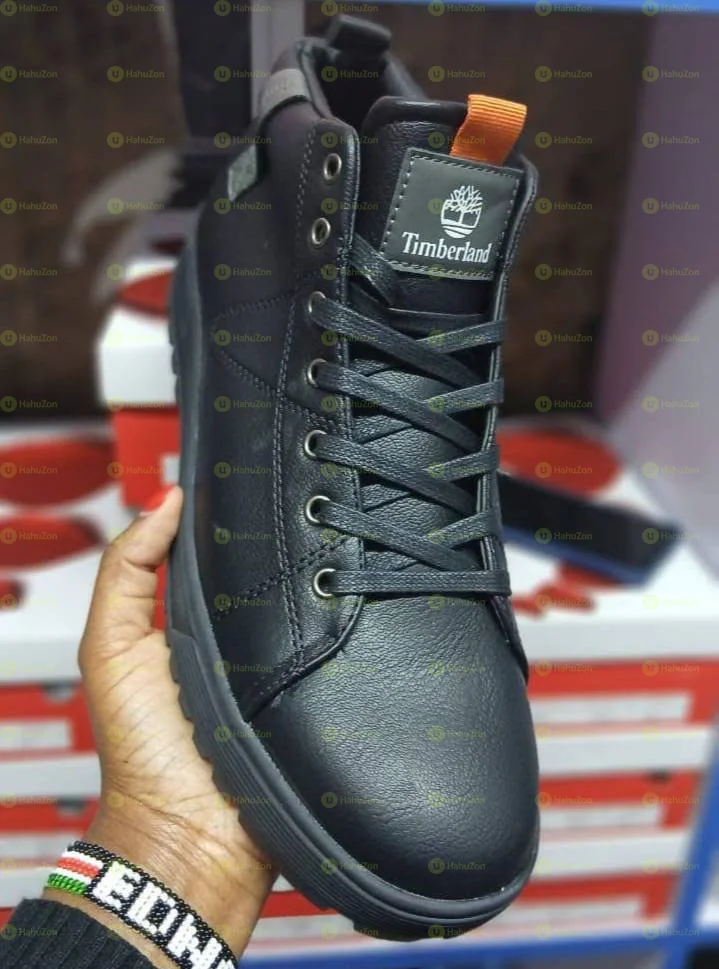 Timberland Casual Leather Triple Black Mid Boots Men’s Shoes