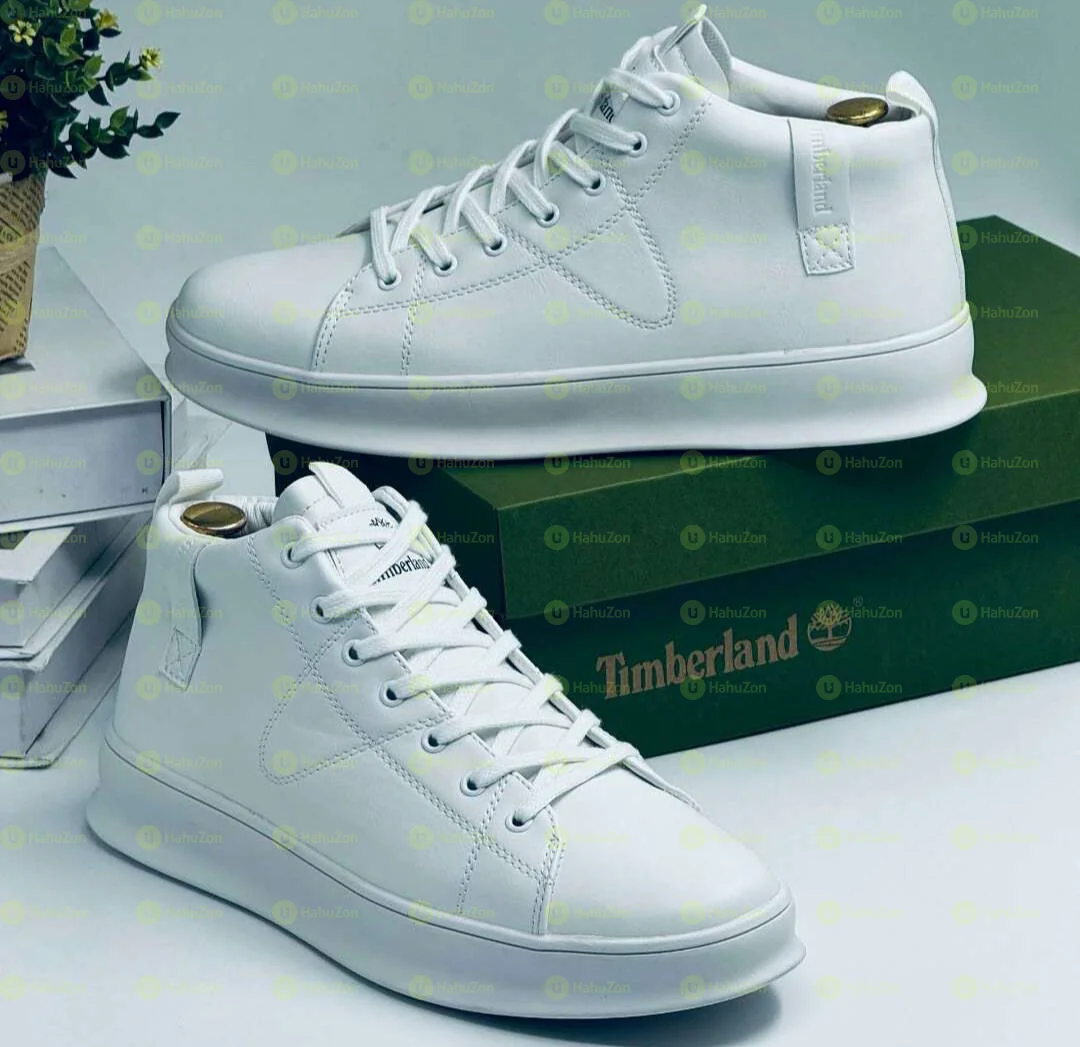 Timberland Casual Leather Triple White Mid Boots Men’s Shoes