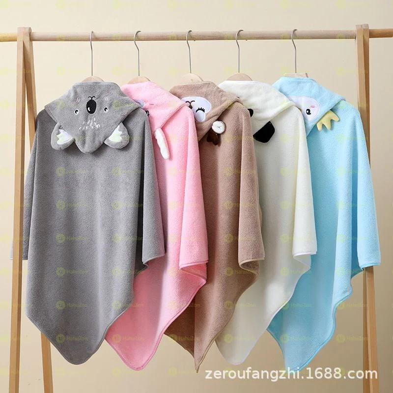 Coral Fleece Children's Cute Cartoon Cloak Bath Towel
