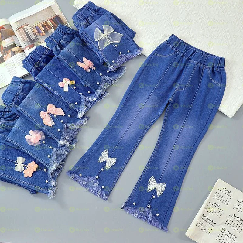 Toddler Girls Floral Denim Jeans