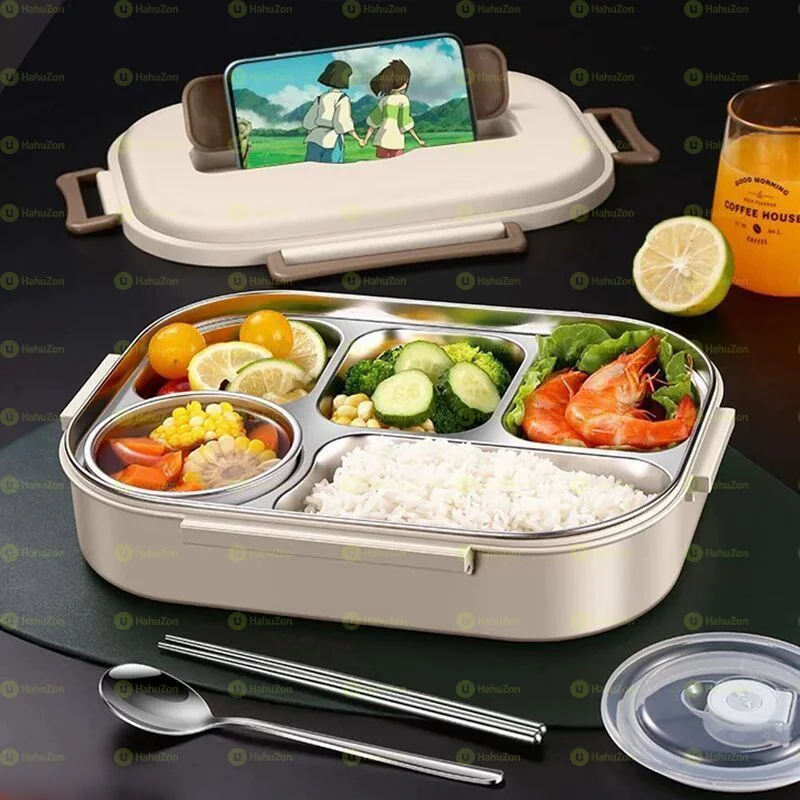 5 in 1 Insulated Thermal Lunchbox with Spoon Chopstick and Bowl