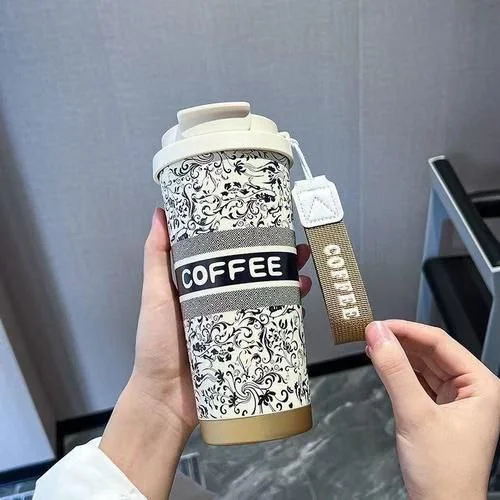 Stainless Still Coffee Mug With Straw