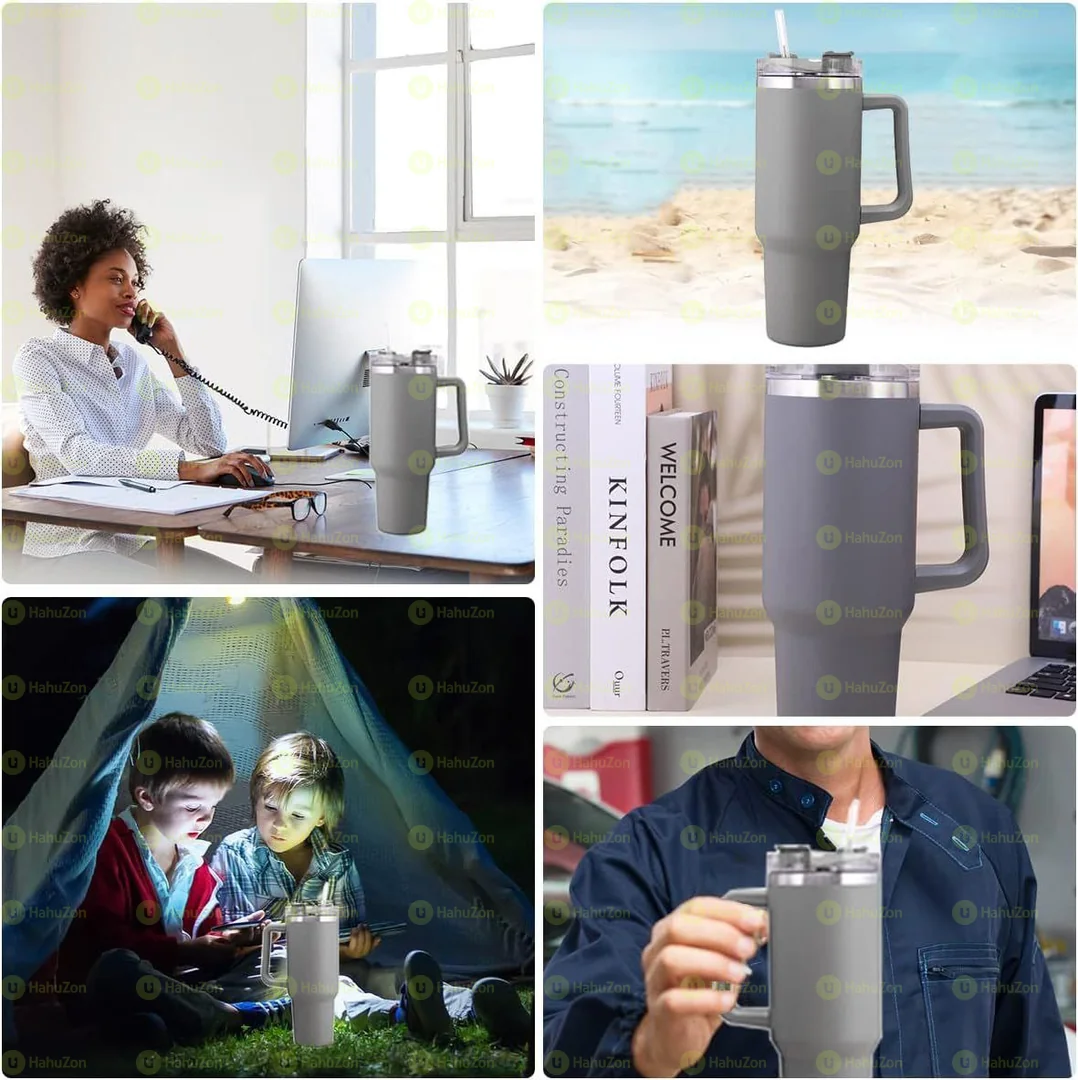 Double Layer Stainless Still Isolated Tumblers With Straw Cup