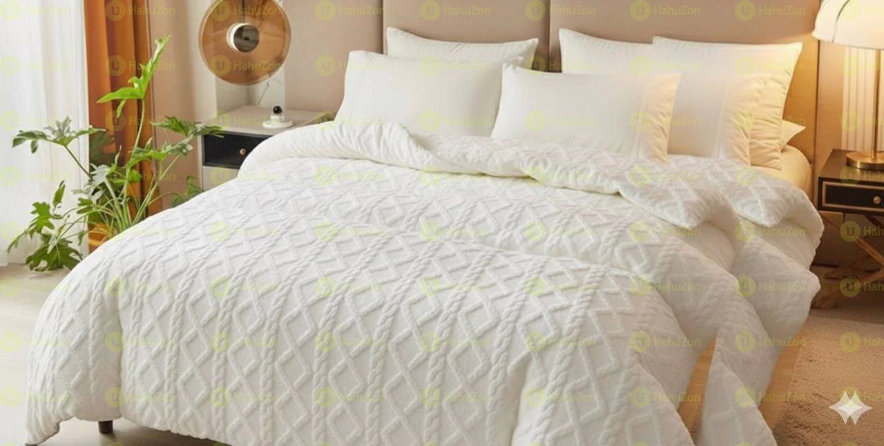 3 Pcs Geometric Fluffy Fleece Comforter Set