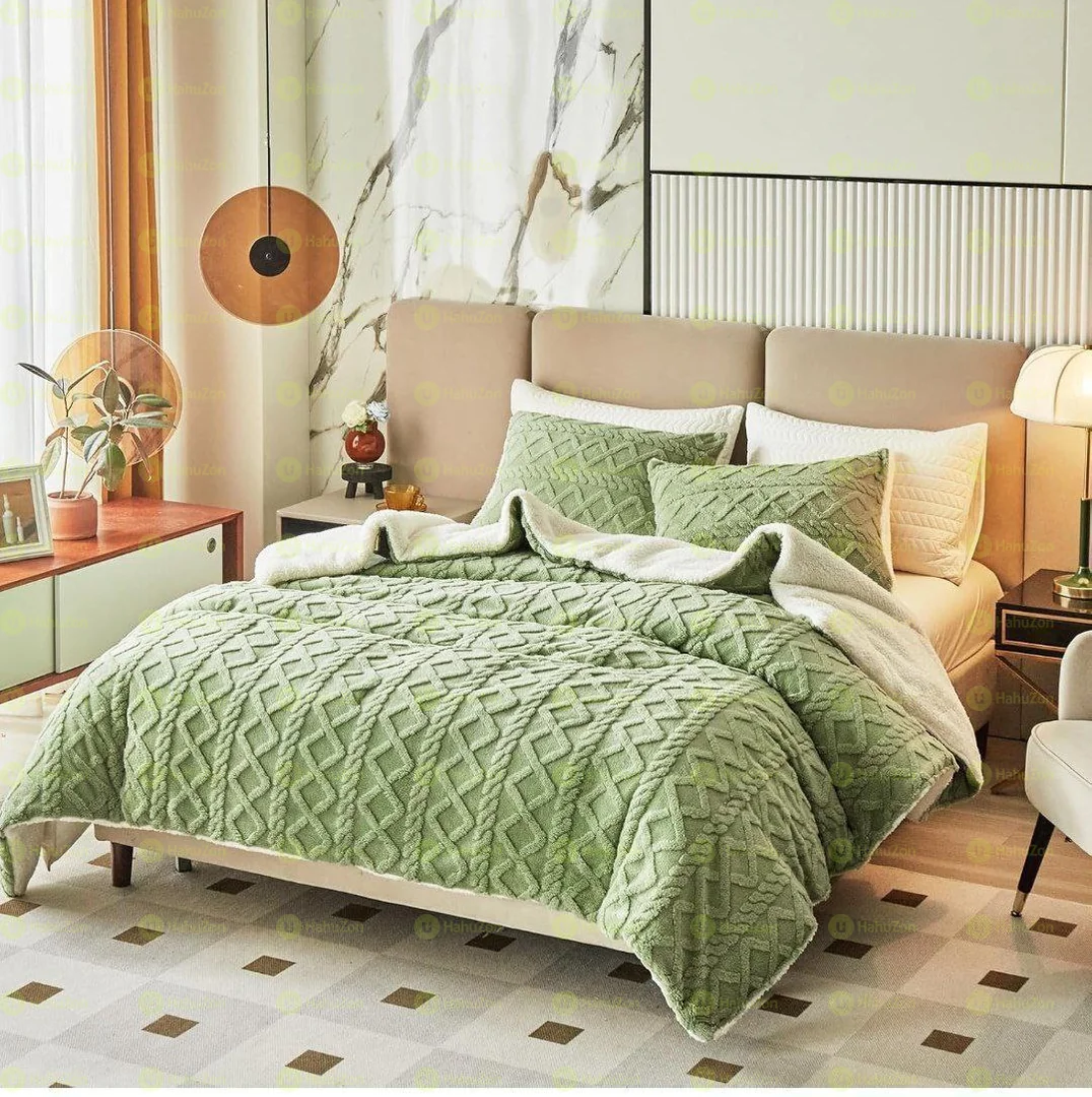 3 Pieces Sherpa Fleece Comforter Set