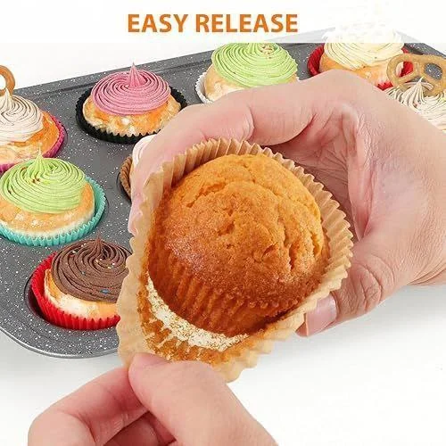 12 Holes Cup+Silicon Baking Molds Muffin Pan