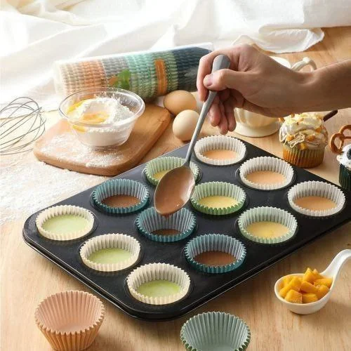 12 Holes Cup+Silicon Baking Molds Muffin Pan