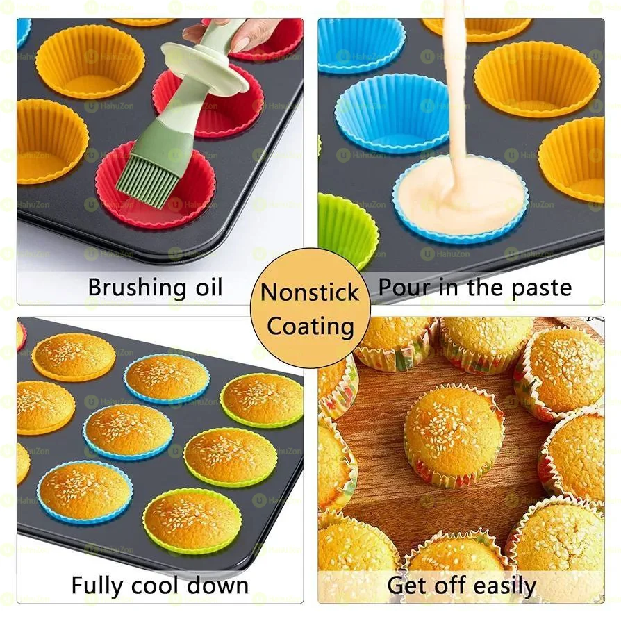 12 Holes Cup +Silicon Baking Molds Muffin Pan