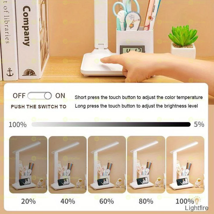 1Pc Led Double Head Portable Desk Lamp