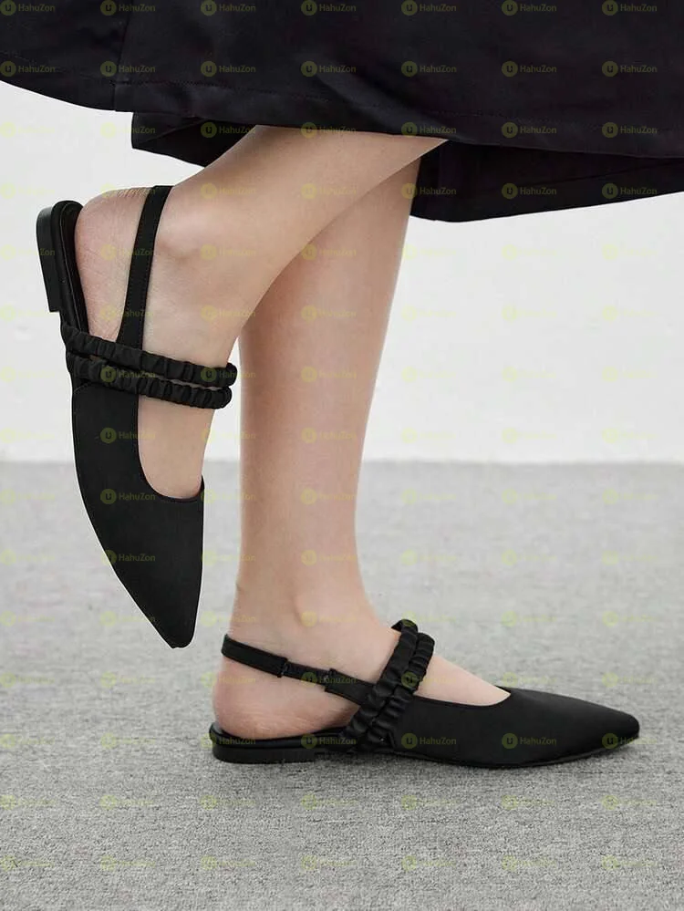Double Strap Pointy Toe Sling Back Women's Flat