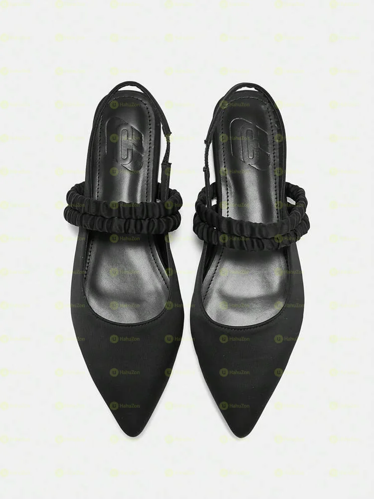 Double Strap Pointy Toe Sling Back Women's Flat