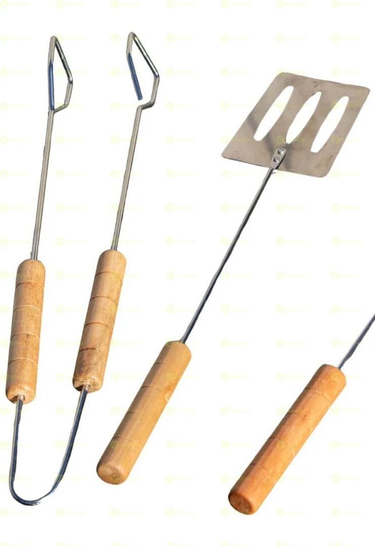 2 Pcs BBQ Tool Set With Wooden Handles