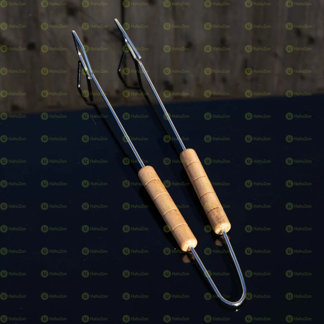 2 Pcs BBQ Tool Set With Wooden Handles