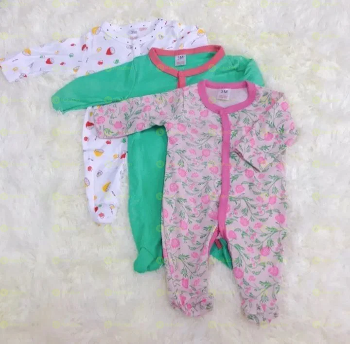 3-Pcs Newborn Baby Foot Wrapped Jumpsuit