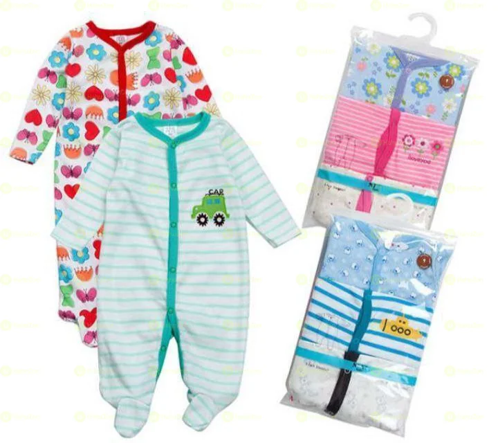 3-Pcs Newborn Baby Foot Wrapped Jumpsuit