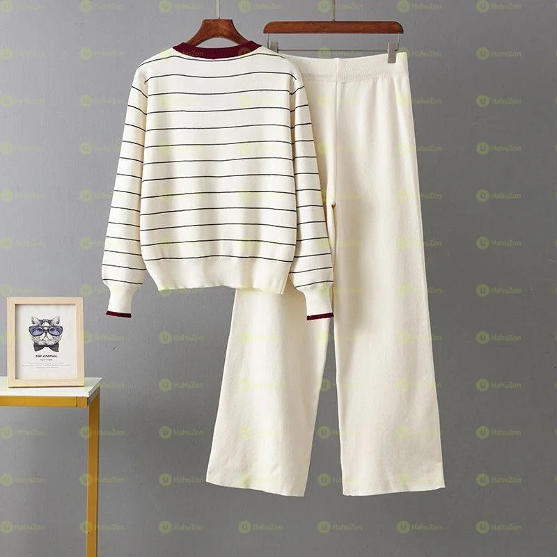 Knitted Suit Knit Women's Pantsuit Sweater Sets