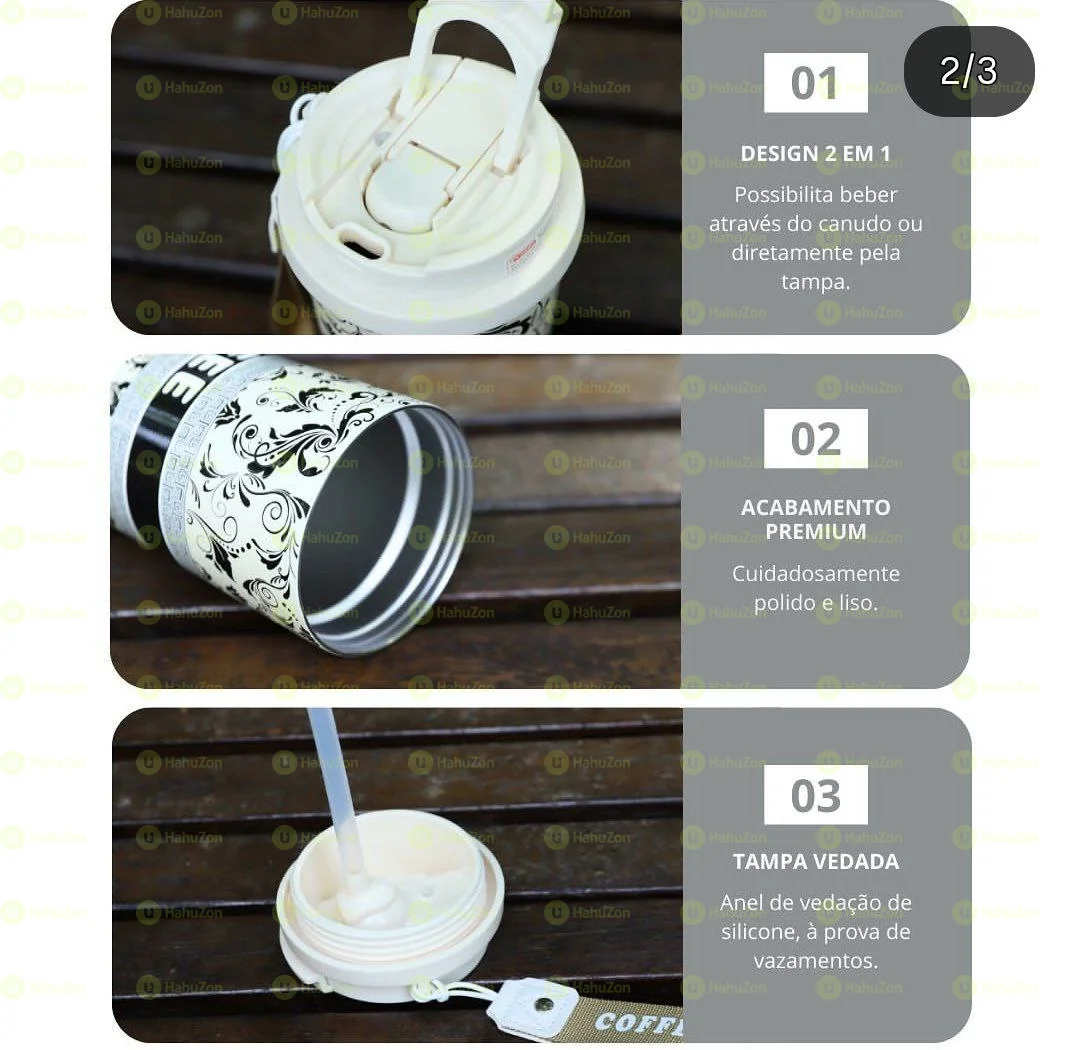 Stainless Still Coffee Mug With Straw