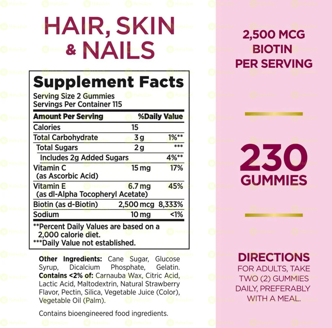 Nature's Bounty Hair Skin and Nails Vitamin Gummies With Biotin