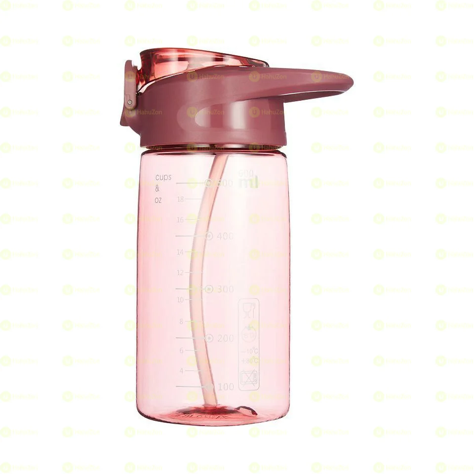 600ml Water Bottle with Straw