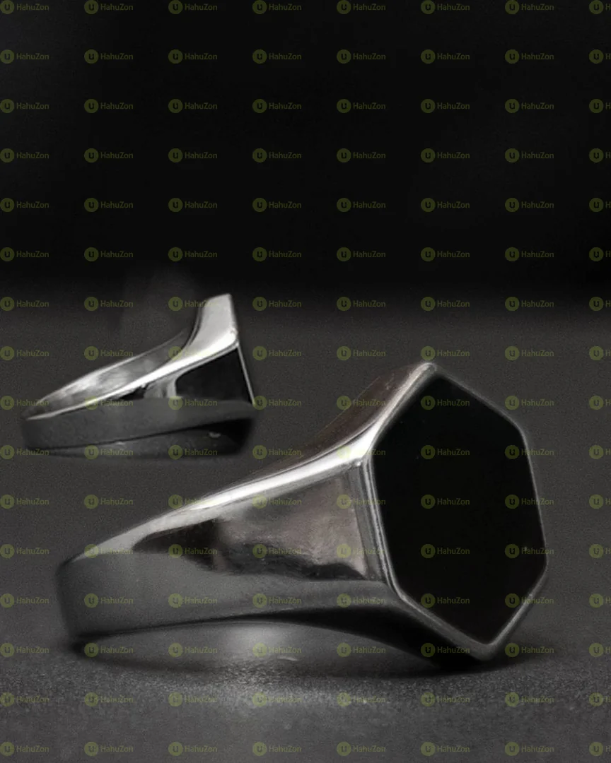 Smooth Black Rock Cool Fashion Rings