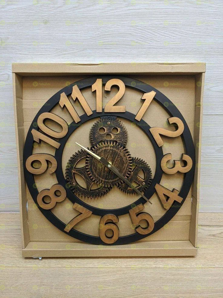 Golden 3D Wall Clock Metal