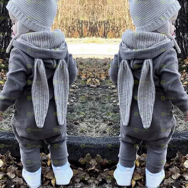 Unisex Winter Rabbit Ear Romper