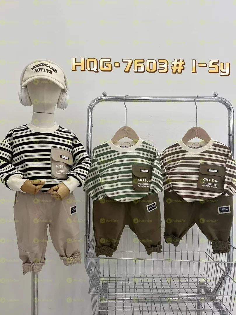 2pcs Cotton Top and Kaky Trousers