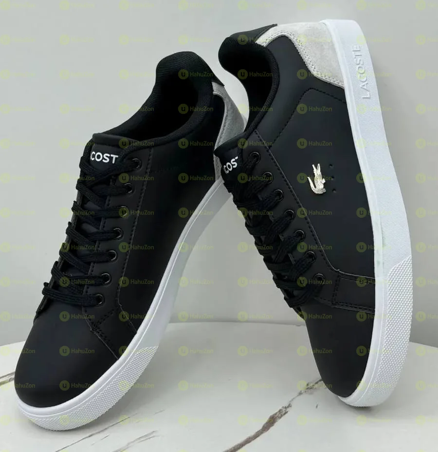 Lacoste Low Top Black White Casual Leather Men's Shoes