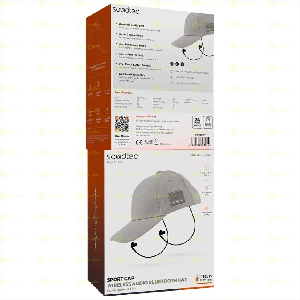Porodo Soundtec Sport Cap with Wireless Audio Bluetooth