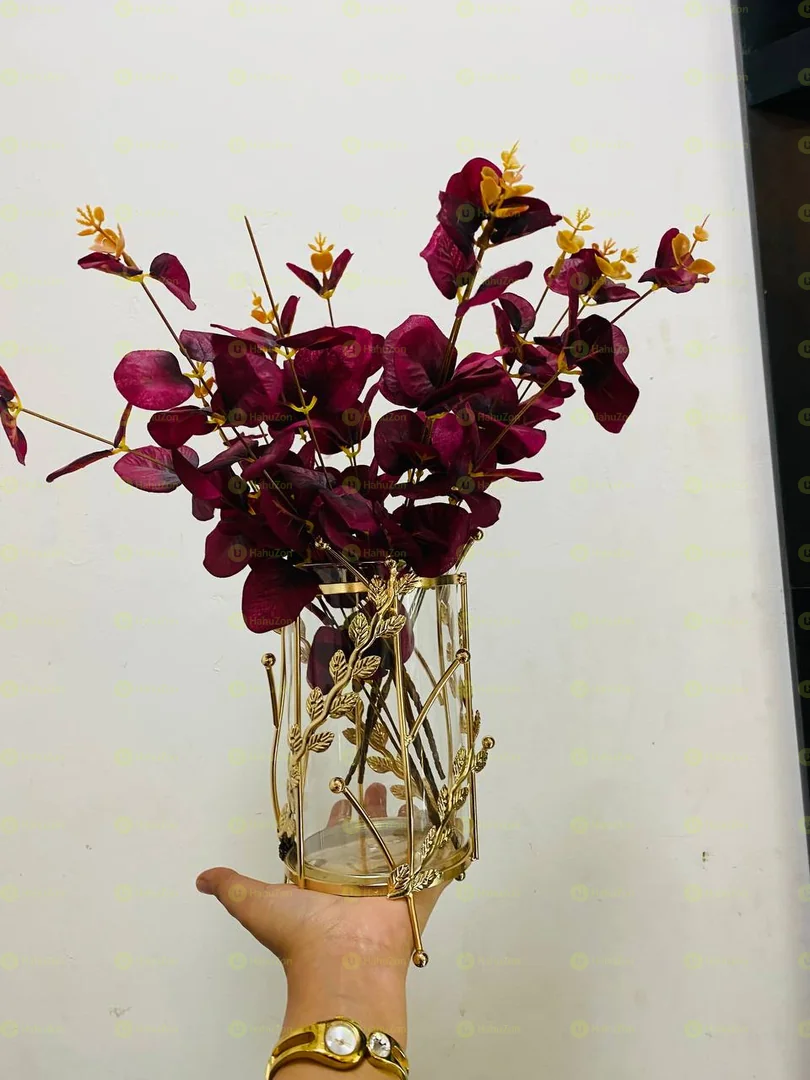 Metal and Glass Flower Vase and Flower