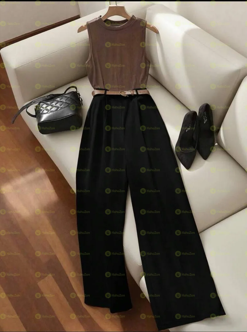 2pcs Women's Clothes With Belt