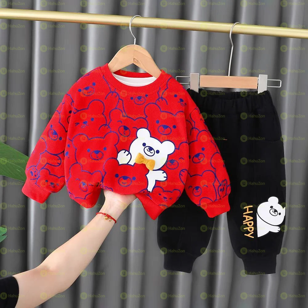 Cartoon Bear Printed Spring 2pcs Outfit