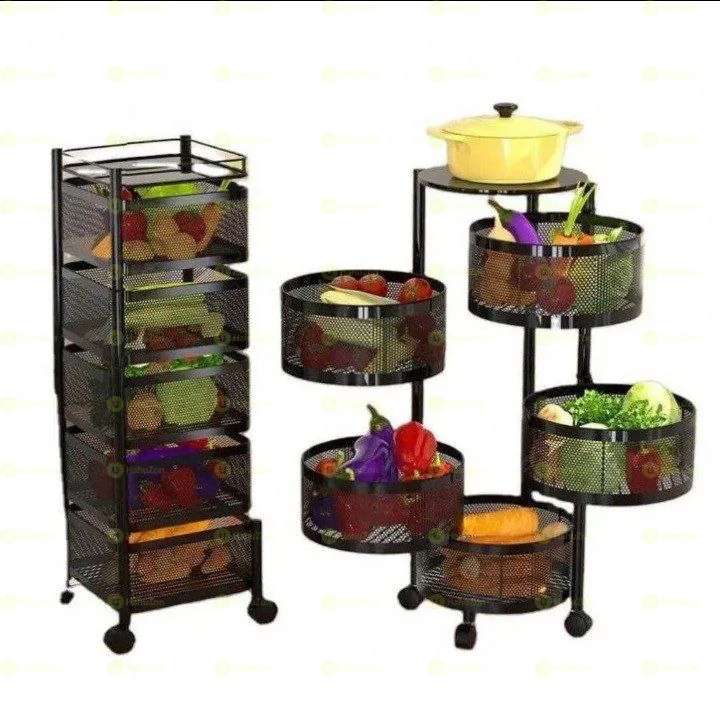 Moveable and Rotatable Kitchen Storage Rack