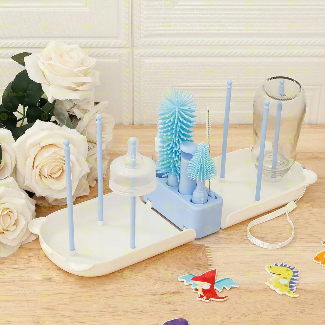 ከሲልከን የተሰራ የጡጦ ማጠብያ ብሩሽ እስከ ማስቀመጫው