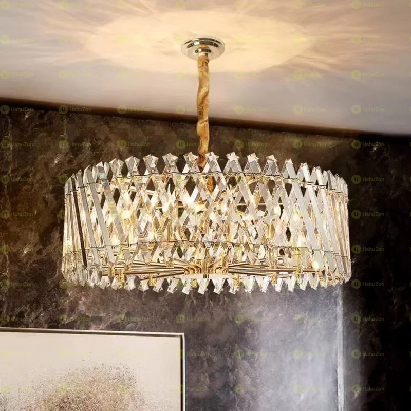 Crystal Chandelier Elegant Ceiling Gold Lamp