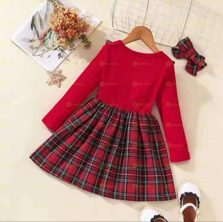 Long-Sleeved  Christmas Bow A-line Skirt