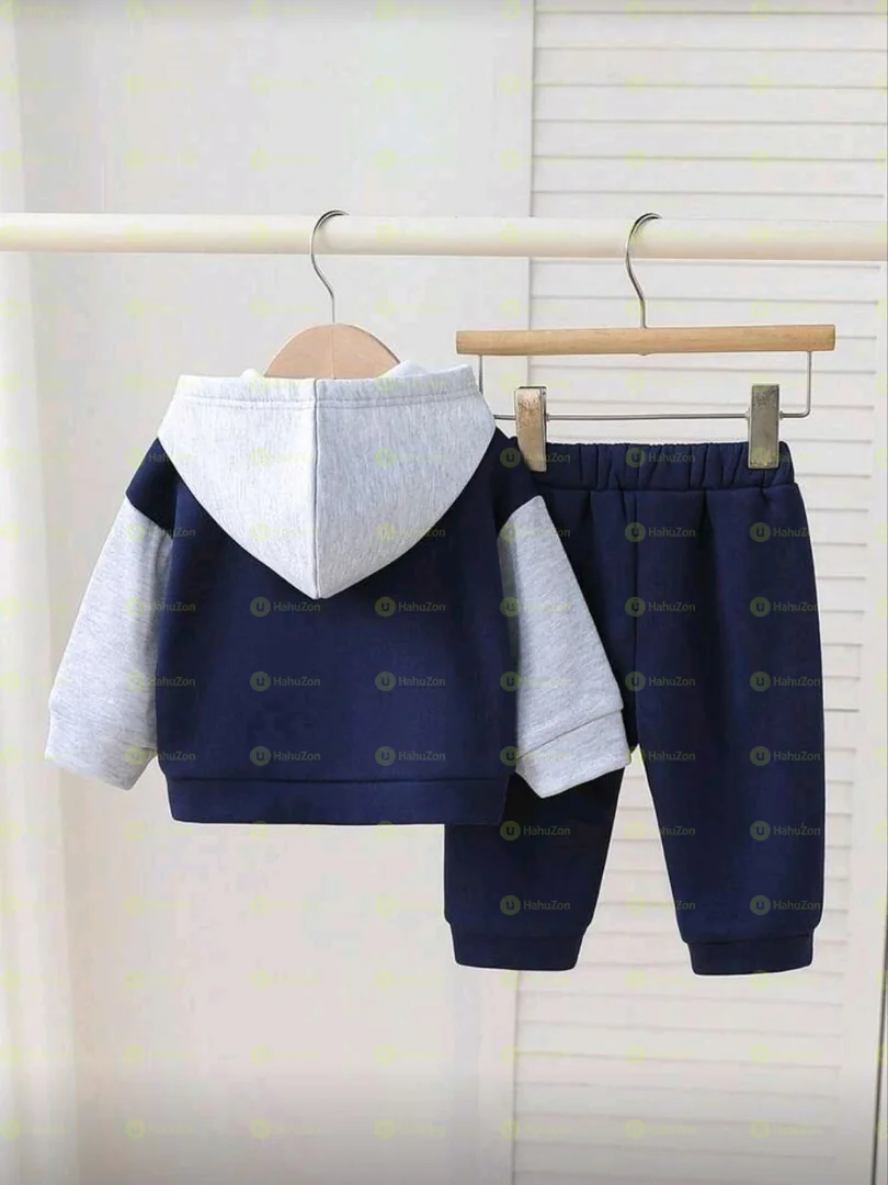 Toddler Boys Color Block Hoodie Jacket and Pant Set