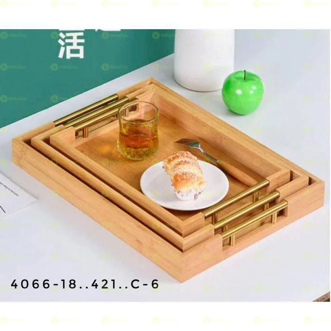 3 Pcs Bamboo Pallet Food Tray