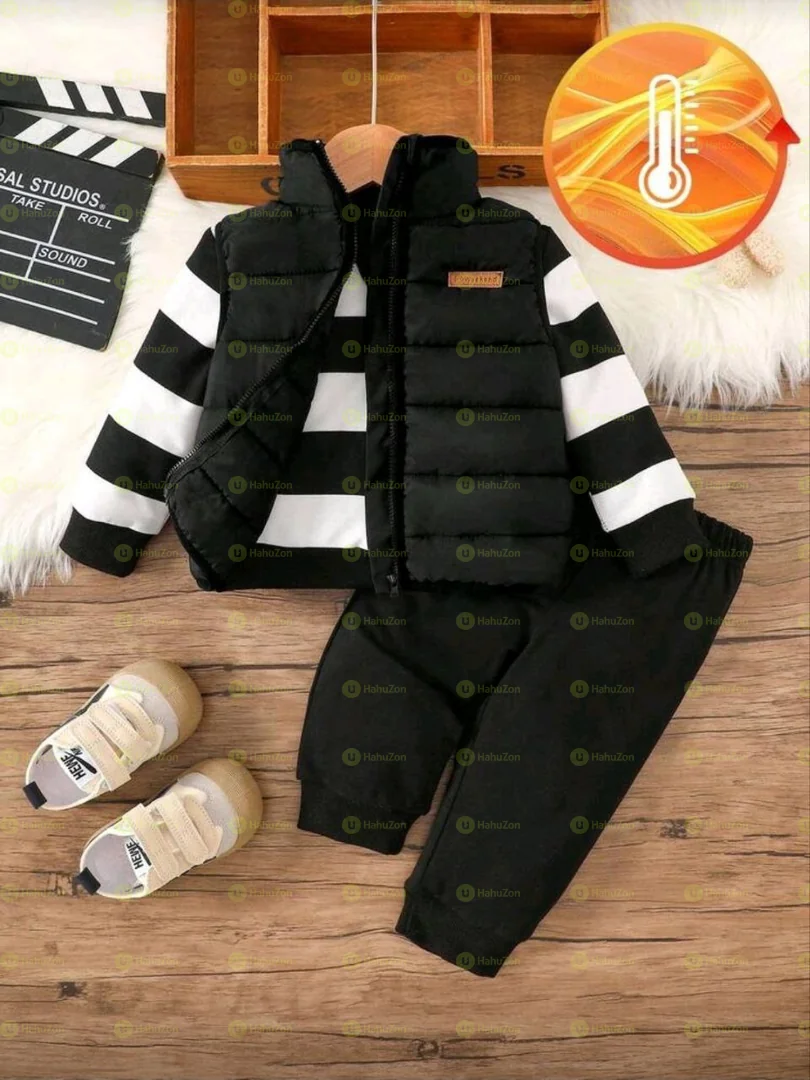 Toddler Boys Stripped Pullover Pant and Vest Set