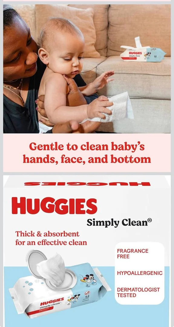 Huggies Simply Clean Unscented Baby Diaper Wipes