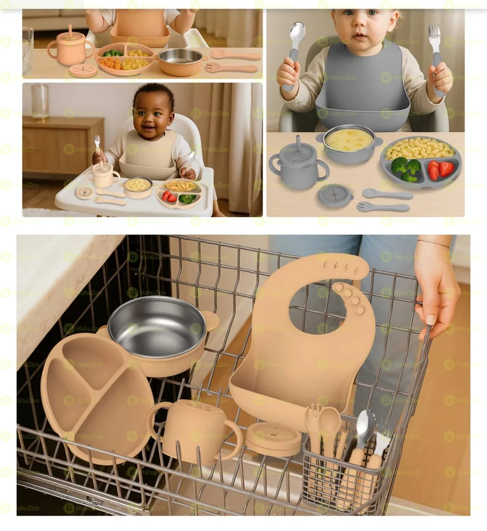 9 piece Silicone Baby Feeding Set