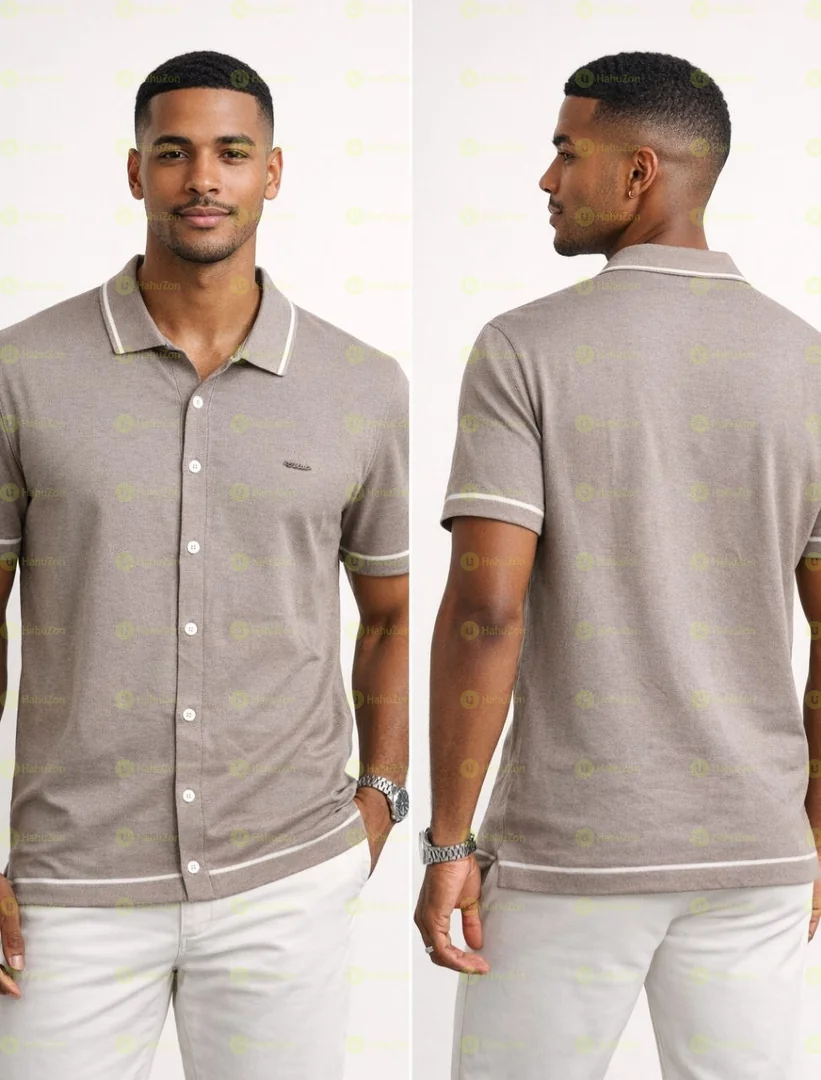 Quality Men’s Short-Sleeve Knit Button-Up Polo