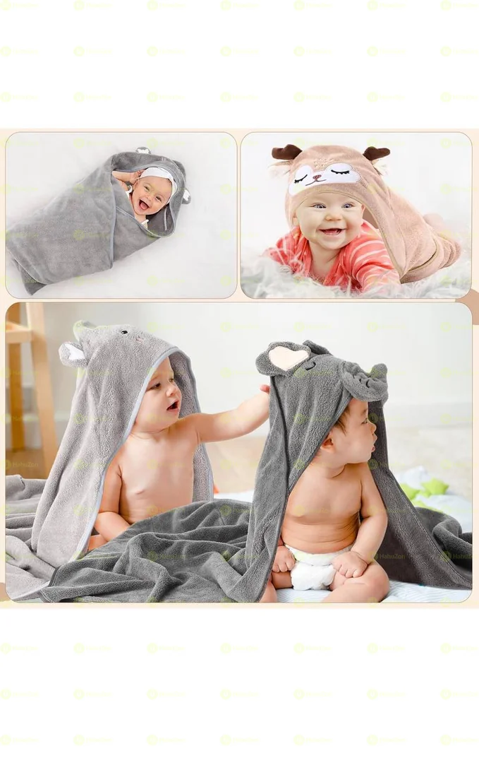 Baby Hooded Towels Coral Fleece Baby Bath Towels
