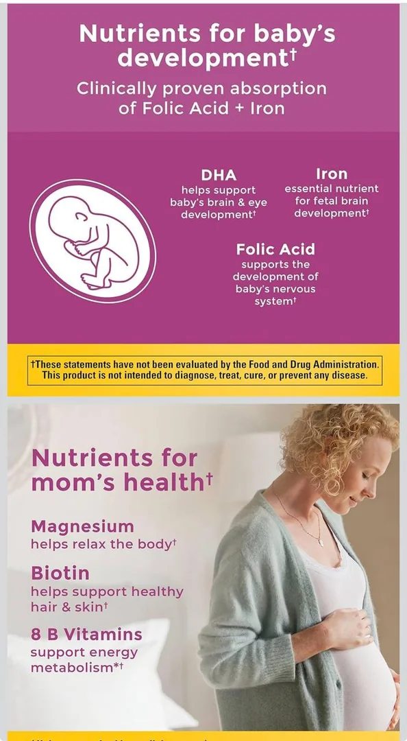 Nature Made Prenatal Vitamins for Women with Folic Acid + DHA