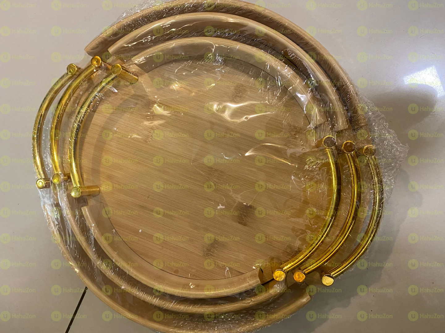 Set of 3 Bamboo Wood Serving Trays